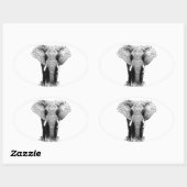 黒象と白象 楕円形シール (シート)