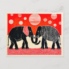 黒象に赤い月を付ける シーズンポストカード