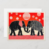 黒象に赤い月を付ける シーズンポストカード (正面/裏面)