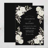 黒象牙の花の結婚式 招待状 (正面/裏面)