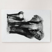 黒象&白象&ベビー – 動物アート ジグソーパズル (横)