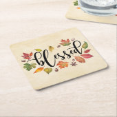 黒賛美書と紅葉で スクエアペーパーコースター (アングル)