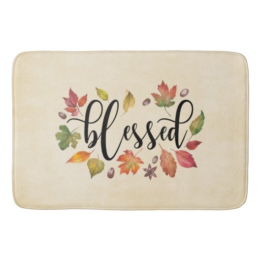 黒賛美書と紅葉で バスマット (正面)