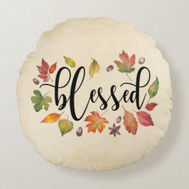 黒賛美書と紅葉で ラウンドクッション