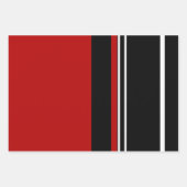 黒赤と白ストライプ色 ラッピングペーパーシート (正面)