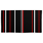 黒赤と白ストライプ色 枕カバー (正面左)