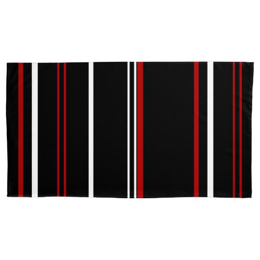 黒赤と白ストライプ色 枕カバー (正面左)