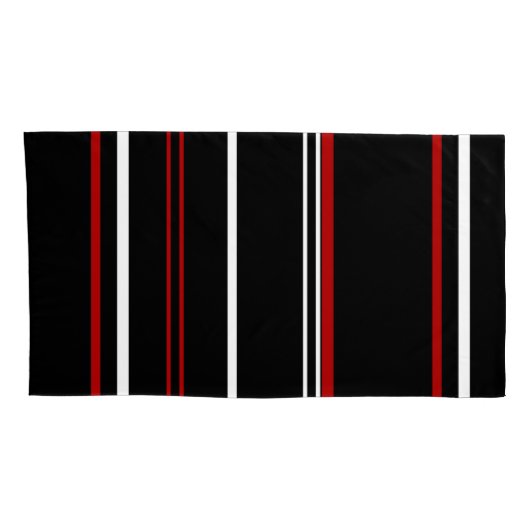 黒赤と白ストライプ色 枕カバー (裏面-右)