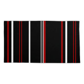 黒赤と白ストライプ色 枕カバー (裏面-左)