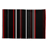 黒赤と白ストライプ色 枕カバー (裏面-左)