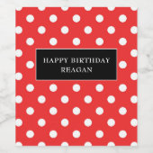 黒赤と白ワインラベル付き水玉模様 ワインラベル (シングルラベル)