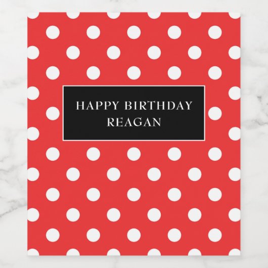 黒赤と白ワインラベル付き水玉模様 ワインラベル (シングルラベル)