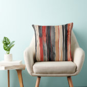 黒赤と白抽象芸術ストライプ クッション (椅子)