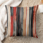 黒赤と白抽象芸術ストライプ クッション (ブランケット)