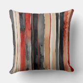 黒赤と白抽象芸術ストライプ クッション (裏面)