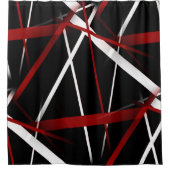 黒赤と白背景Pの抽象芸術線 シャワーカーテン (正面)