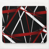黒赤と白背景Pの抽象芸術線 マウスパッド (正面)
