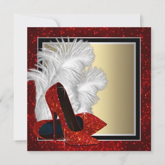 黒赤と金ゴールドハイヒール誕生会 招待状 (裏面)