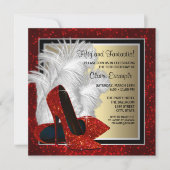 黒赤と金ゴールドハイヒール誕生会 招待状 (正面)