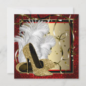 黒赤と金ゴールドハイヒール誕生会 招待状 (裏面)