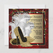 黒赤と金ゴールドハイヒール誕生会 招待状 (正面)