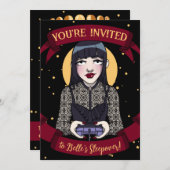 黒赤のゴシックゲーム少女のスリープオーバー 招待状 (正面/裏面)