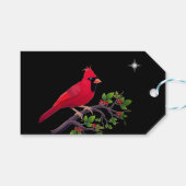 黒赤のホリデーに真っ赤なカーディナル ギフトタグ (正面(横))