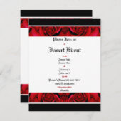 黒赤のローズエレガントパーティー 招待状 (正面/裏面)
