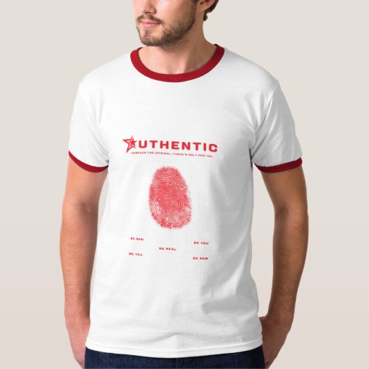 黒赤の太字指紋Tシャツ Tシャツ (正面)