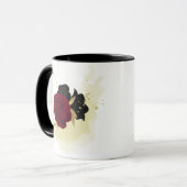 黒赤の花と金の葉 マグカップ (正面左)