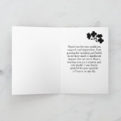 黒赤の花モダンな教師への感謝のカード サンキューカード (内部)