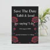 黒赤の薔薇 ゴシックスタイル 救いの日付 招待状 (スタンド正面)