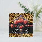 黒赤サンゴ薔薇,豹柄モノグラム 招待状 (スタンド正面)