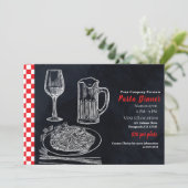 黒赤スパゲッティパスタチョークダイニングパーティーイベント 招待状 (スタンド正面)