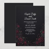 黒赤バラの結婚式招待状 招待状 (正面/裏面)