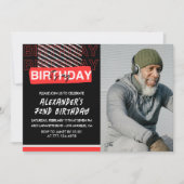 黒赤写真男性72歳の誕生日招待状 招待状 (正面)