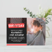 黒赤写真22歳の誕生日招待状メンズ 招待状 (スタンド正面)