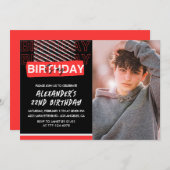 黒赤写真22歳の誕生日招待状メンズ 招待状 (正面/裏面)
