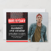 黒赤写真27歳の誕生日招待状メンズ 招待状 (正面)