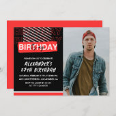 黒赤写真27歳の誕生日招待状メンズ 招待状 (正面/裏面)
