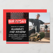 黒赤写真52歳の誕生日招待状男性 招待状 (正面/裏面)