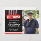 黒赤写真73歳の誕生日招待状メンズ 招待状 (正面)