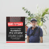 黒赤写真79歳の誕生日招待状メンズ 招待状 (スタンド正面)