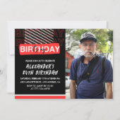 黒赤写真84歳の誕生日招待状メンズ 招待状 (正面)