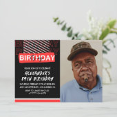 黒赤写真89歳の誕生日招待状メンズ 招待状 (スタンド正面)