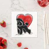 黒赤白かわいいプードル犬 スタンダードカクテルナプキン (インサイチュ)