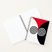 黒赤白の抽象的なスパイラルサークル ノートブック (内部)