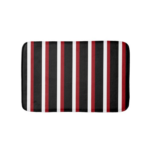 黒赤白ストライプバスルームマット バスマット (正面)