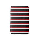 黒赤白バスルームストライプのマット バスマット (正面縦)