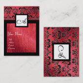 黒赤絹ダマスクスクエアモノグラム 名刺 (正面/裏面)